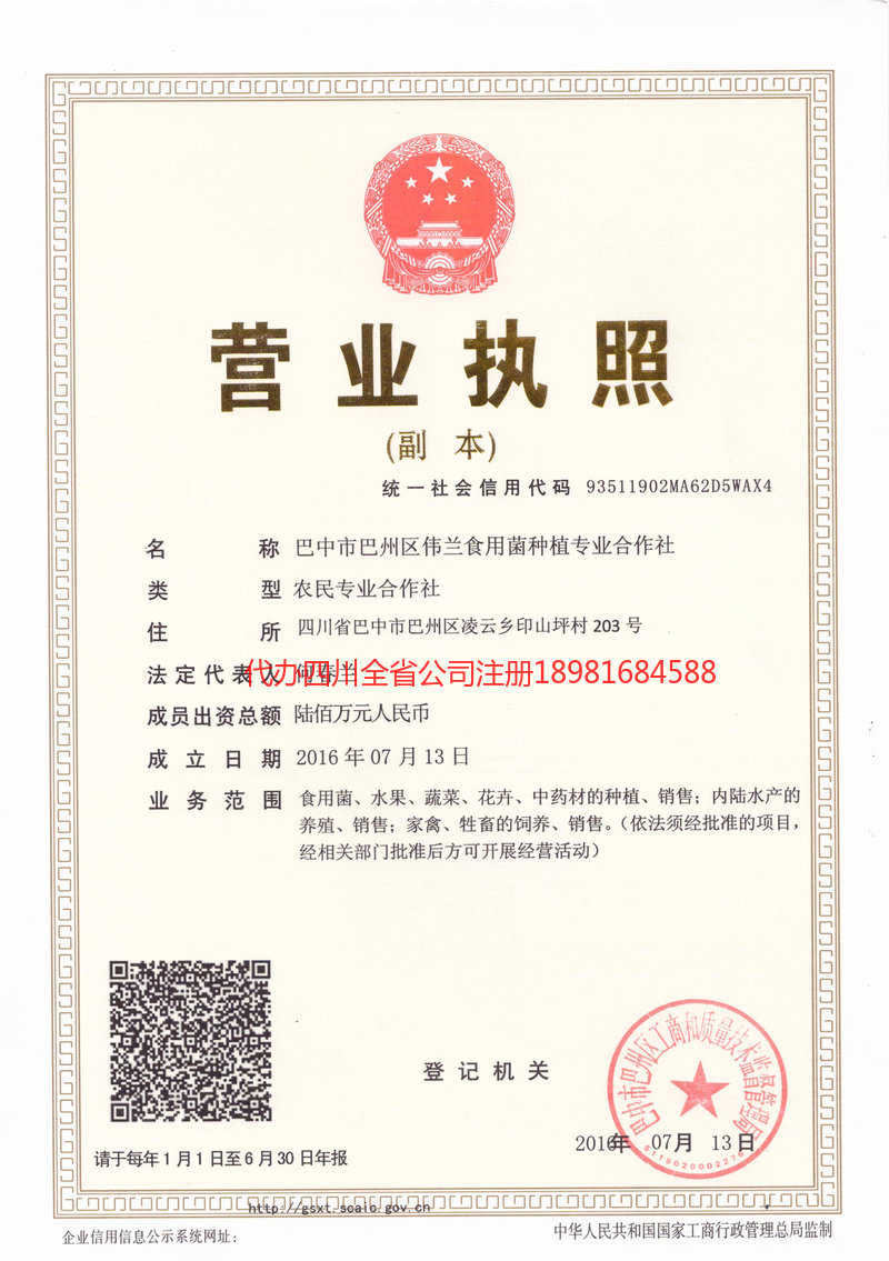 增城增城伟兰食用菌种植专业合作社